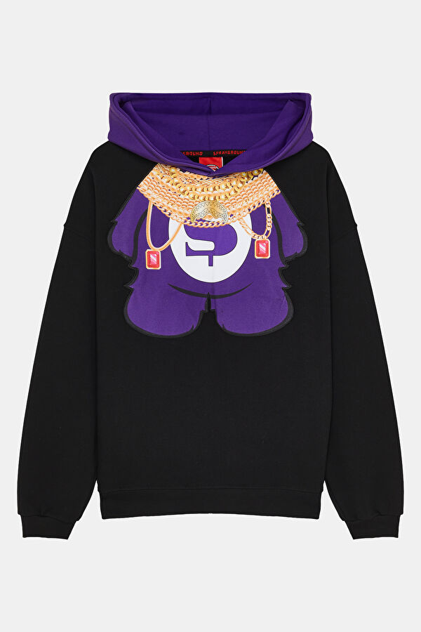Siyah Relax Kalıp Kapuşonlu Erkek Sweatshirt