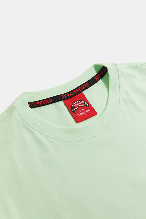 Relax Kalıp Açık Yeşil Bisiklet Yaka Baskılı Erkek T-Shirt 5