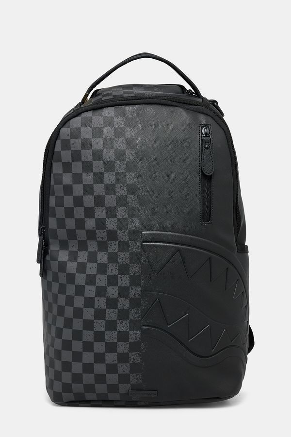 【美品】SPRAYGROUND ハーフデザイン バックパック ブラック×モノクロ Outlet Men Sprayground Half Spritz Black/grey Check Backpack