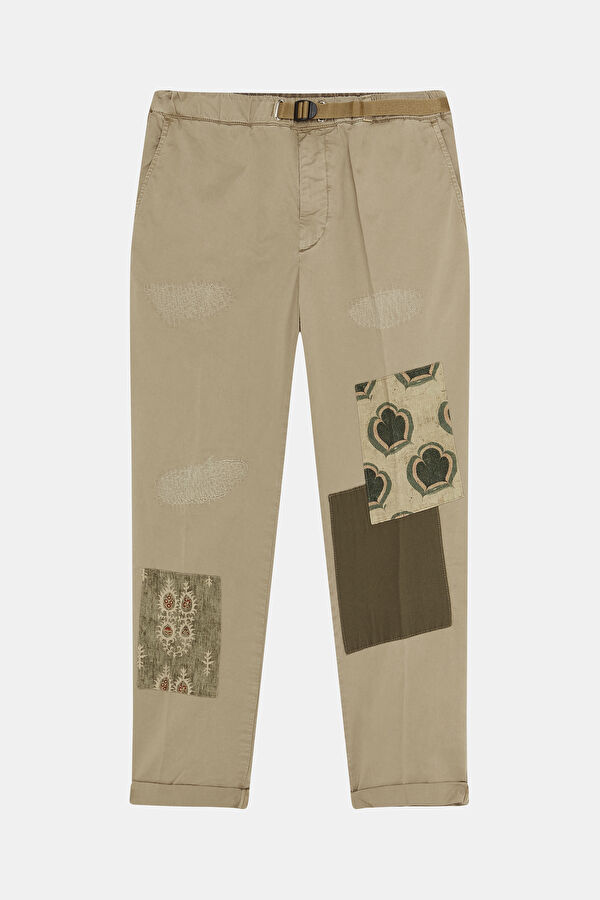 Beige Slim Fit Men's Trousers
