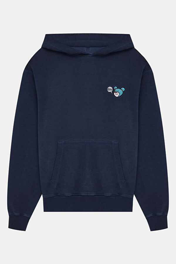 Navy Relax Fit Hooded Men's Sweatshirt