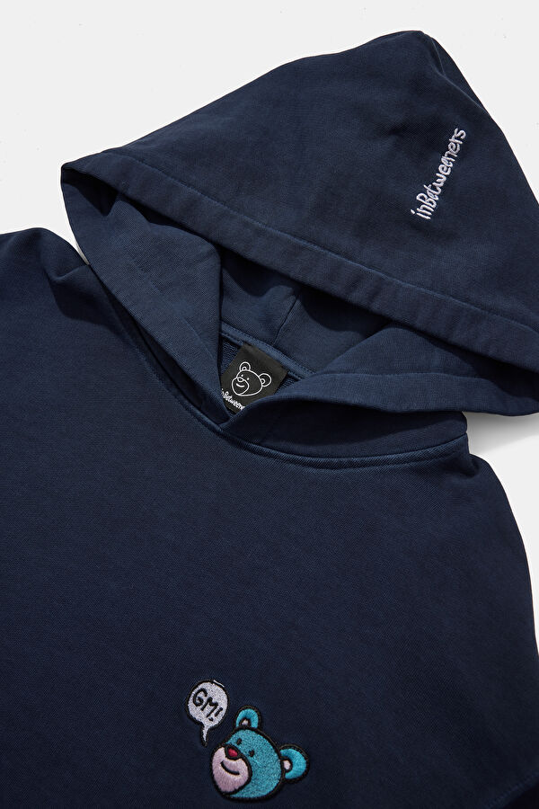 Navy Relax Fit Hooded Men's Sweatshirt 3