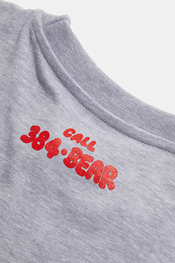 Relax Kalıp Beyaz Bisiklet Yaka Baskılı Erkek T-Shirt 7