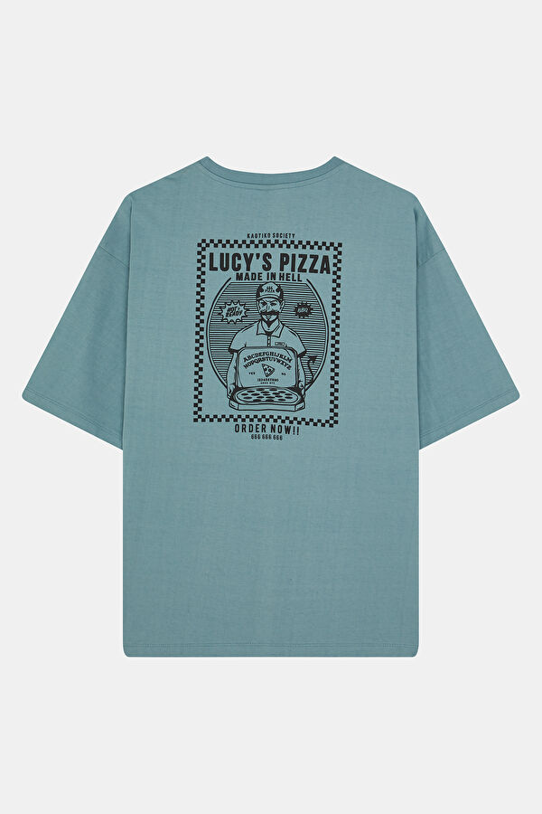 Relax Kalıp Açık Mavi Bisiklet Yaka Erkek T-Shirt 2