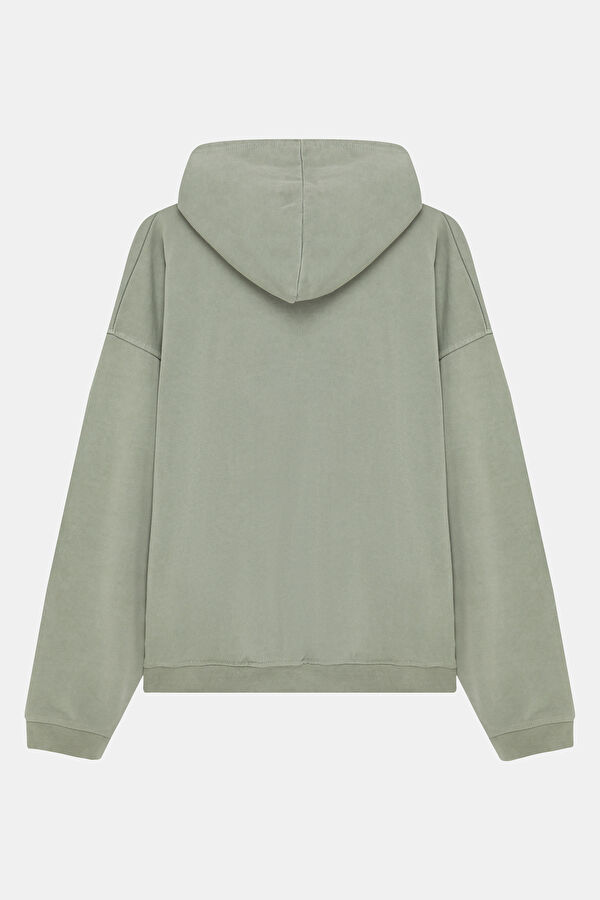 Yeşil Relax Kalıp Kapuşonlu Erkek Sweatshirt 5