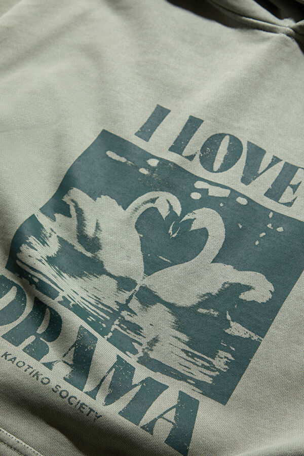 Yeşil Relax Kalıp Kapuşonlu Erkek Sweatshirt 7