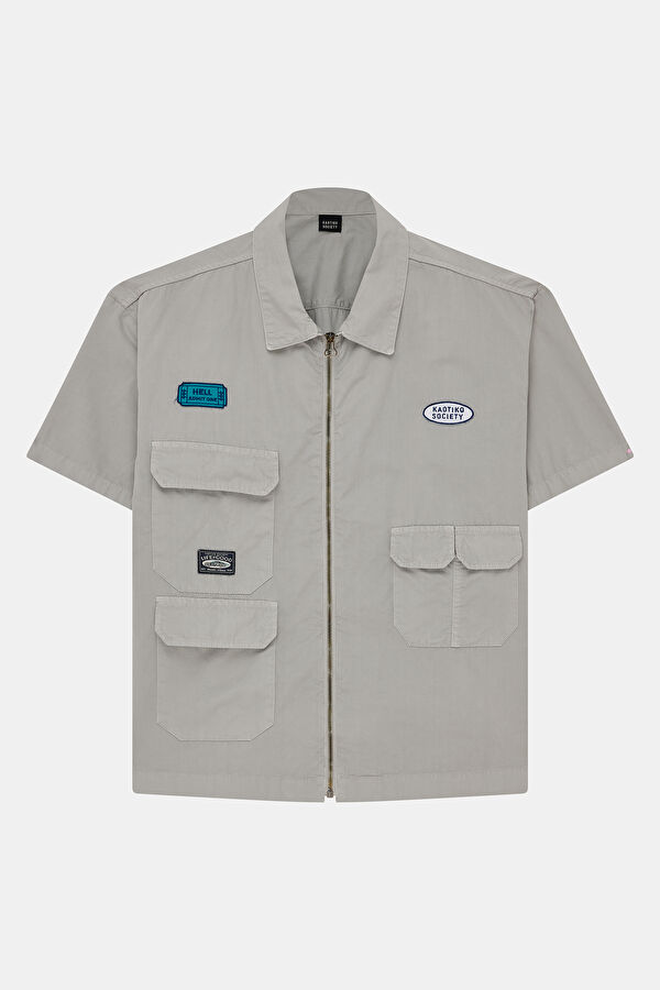 Relax Fit Grey Resort Collar Men's Shirt