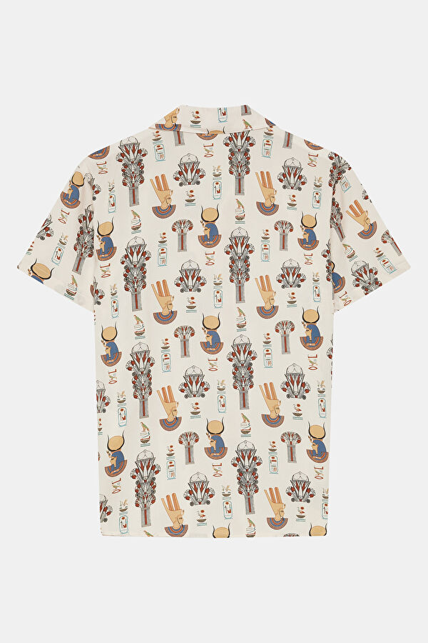 Relax Pattern Cream Patterned Resort Collar Shirt 2