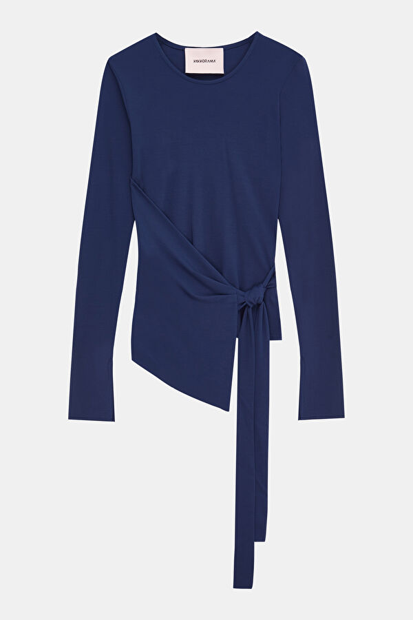 Navy Blue Long-Sleeved Women's Blouse