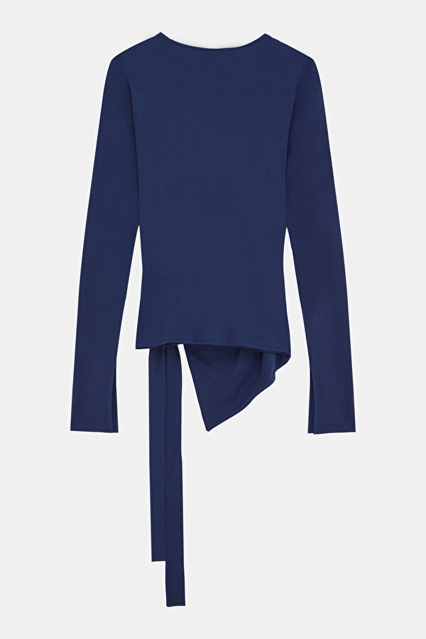 Navy Blue Long-Sleeved Women's Blouse 2