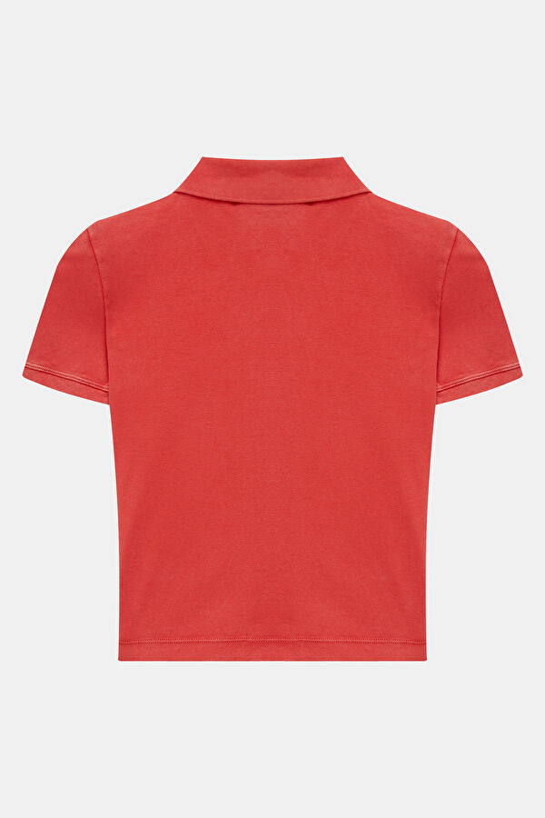 Red Polo Collar Women's T-Shirt 4