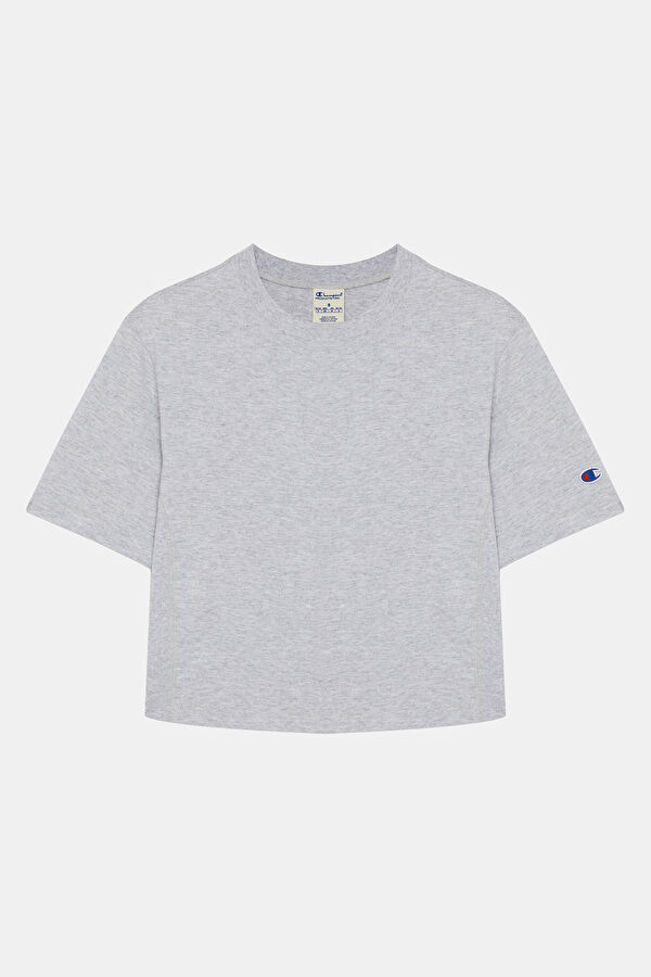 Grey Melange Crew Neck Monogram Women's T-Shirt