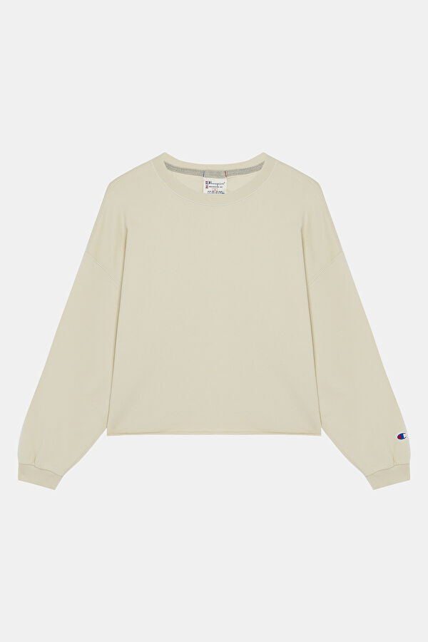 Beyaz O Yaka Kadın Sweatshirt
