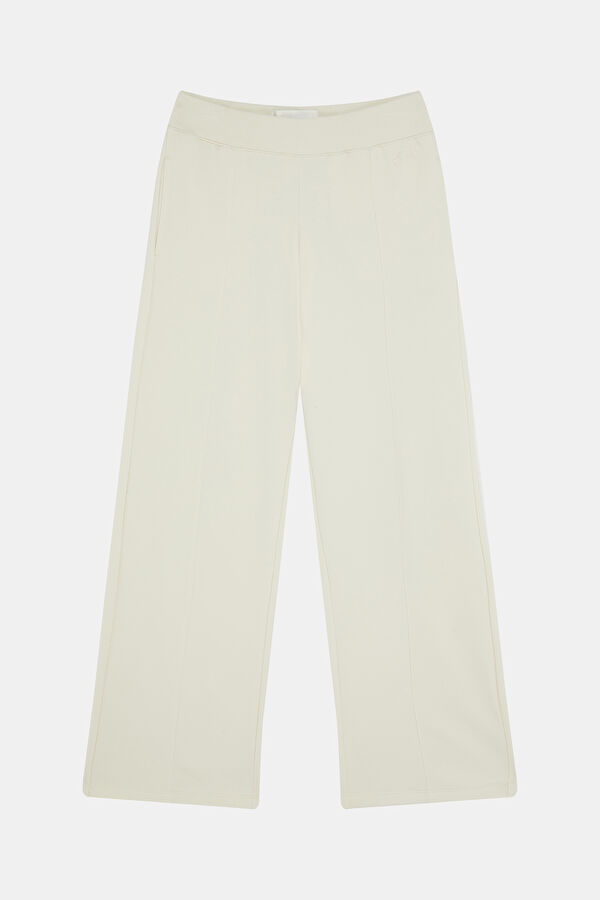 Cream Wide Leg Women's Pants