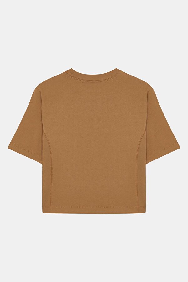 Light Brown Crew Neck Women's T-Shirt 2