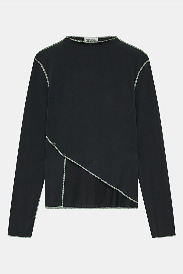 Navy Blue Long-Sleeved Women's Blouse