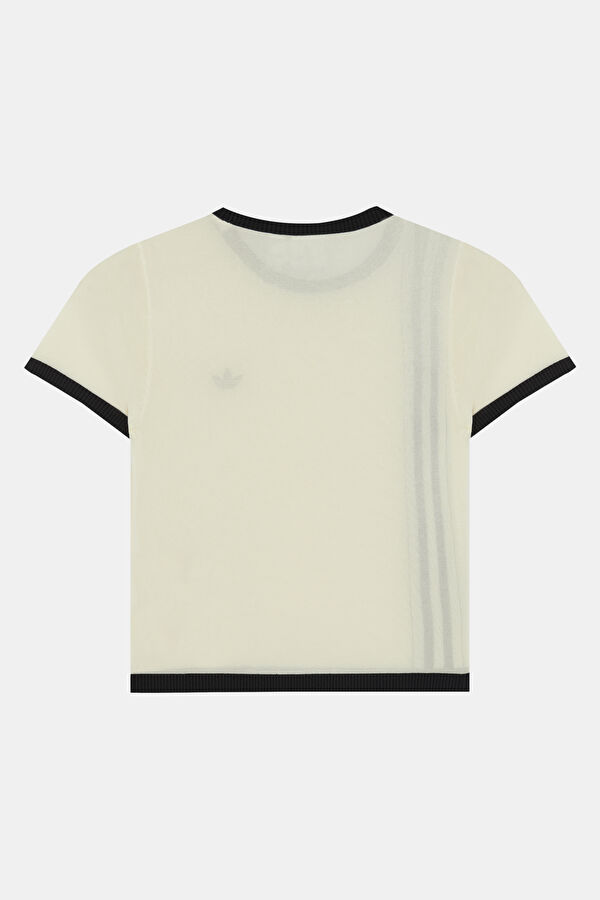 Relax Kalıp Krem Bisiklet Yaka Kadın T-Shirt 2