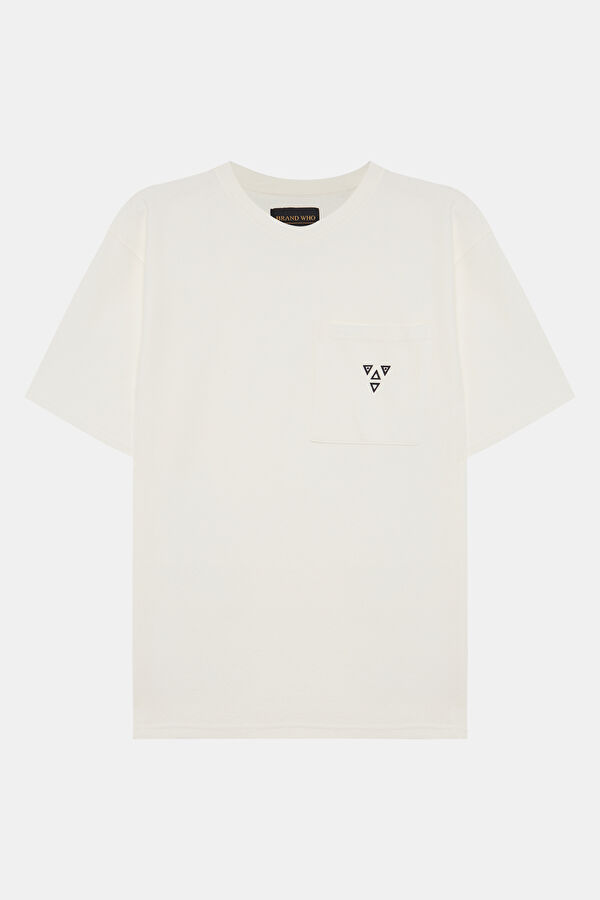 Ekru Bisiklet Yaka Erkek T-Shirt