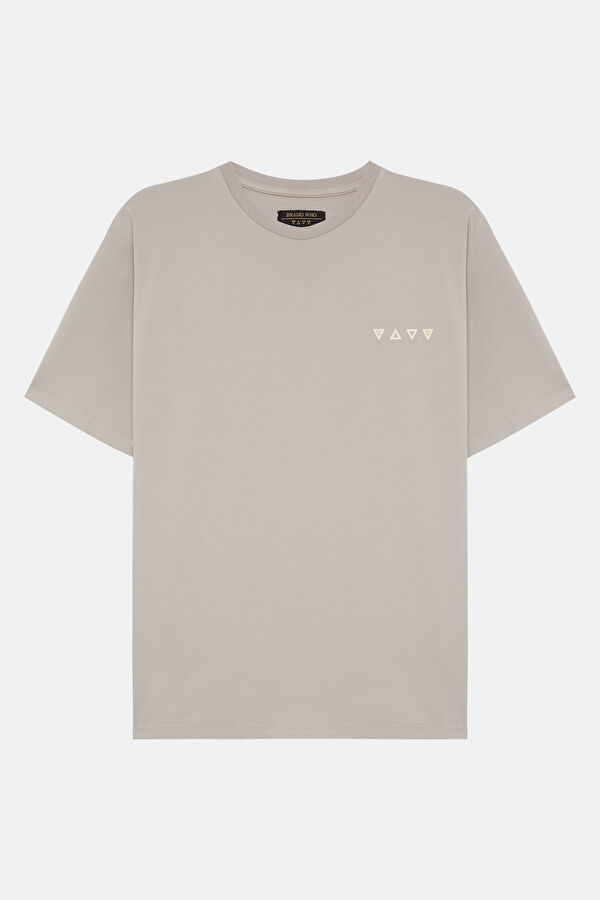 Gri Bisiklet Yaka Erkek T-Shirt