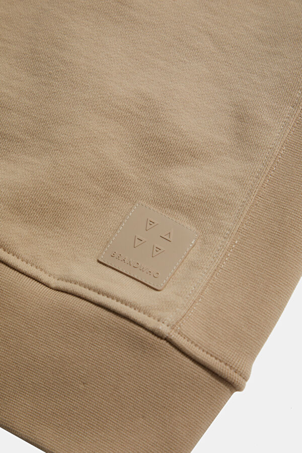 Bej Kapuşonlu Erkek Sweatshirt 5