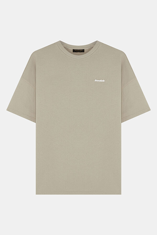 Beige Crew Neck Men's T-Shirt