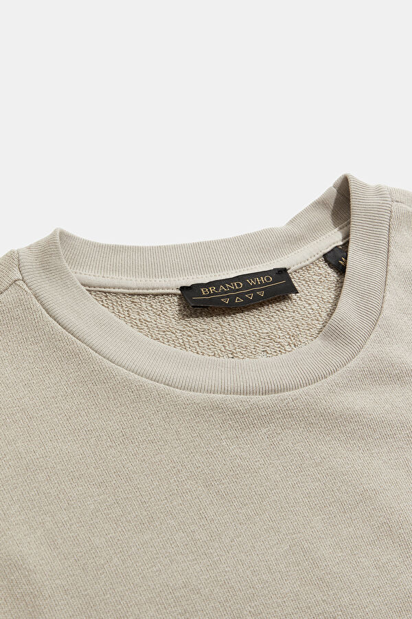 Beige Crew Neck Men's T-Shirt 3