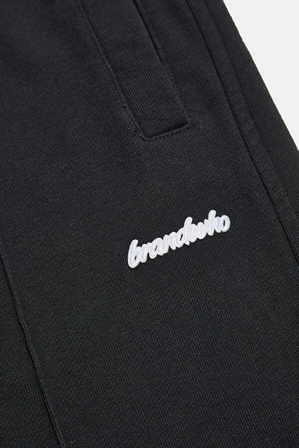 Black Wide Leg Sport Men's Trousers 4