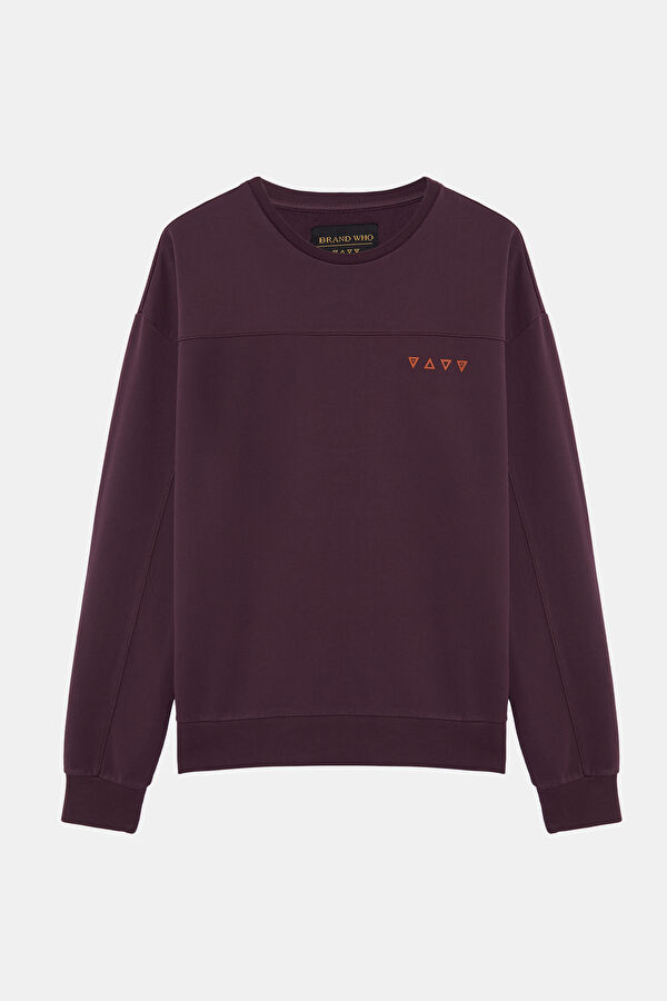 Bordo Bisiklet Yaka Erkek Sweatshirt