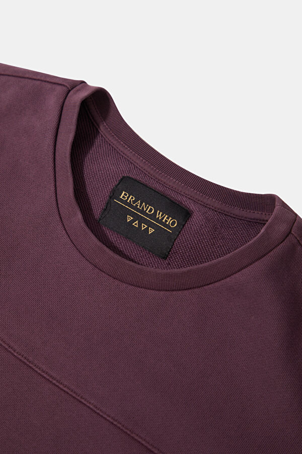 Bordo Bisiklet Yaka Erkek Sweatshirt 3