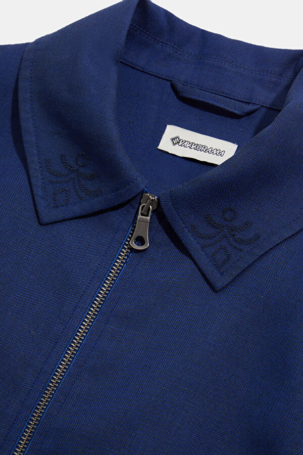 Indigo Zippered Linen Viscose Jacket 3