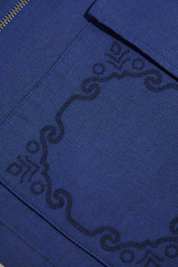 Indigo Zippered Linen Viscose Jacket 5