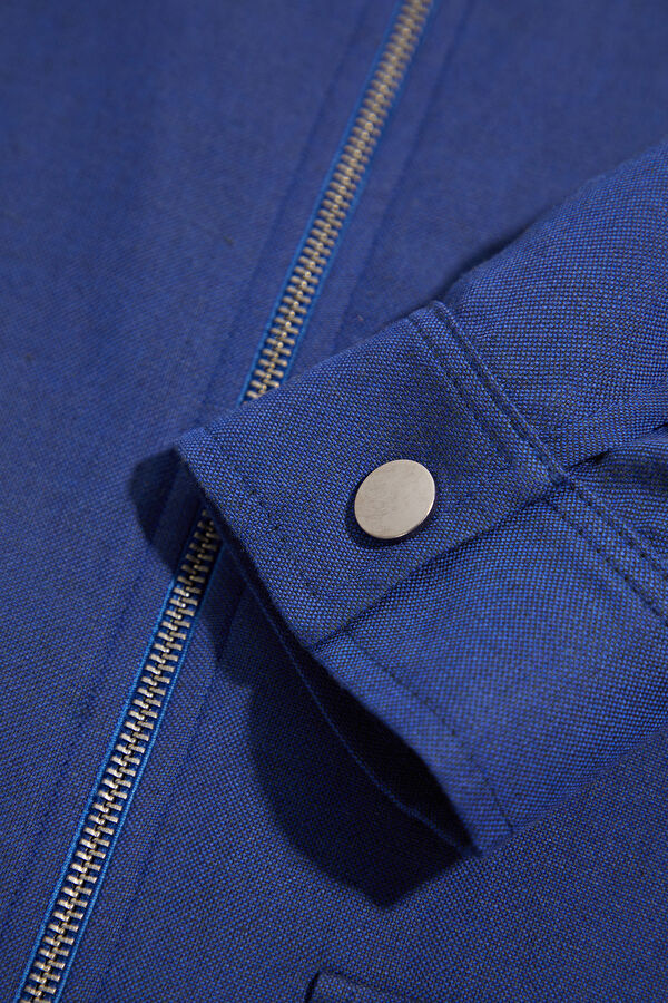 Indigo Zippered Linen Viscose Jacket 6