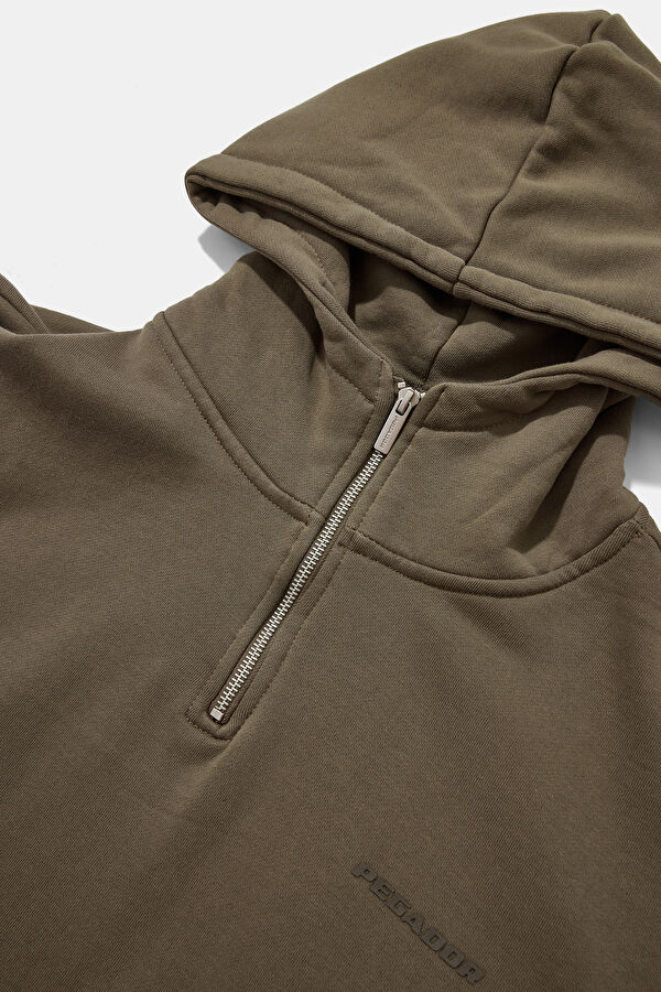 Kahve Relax Kalıp Kapuşonlu Erkek Sweatshirt 6