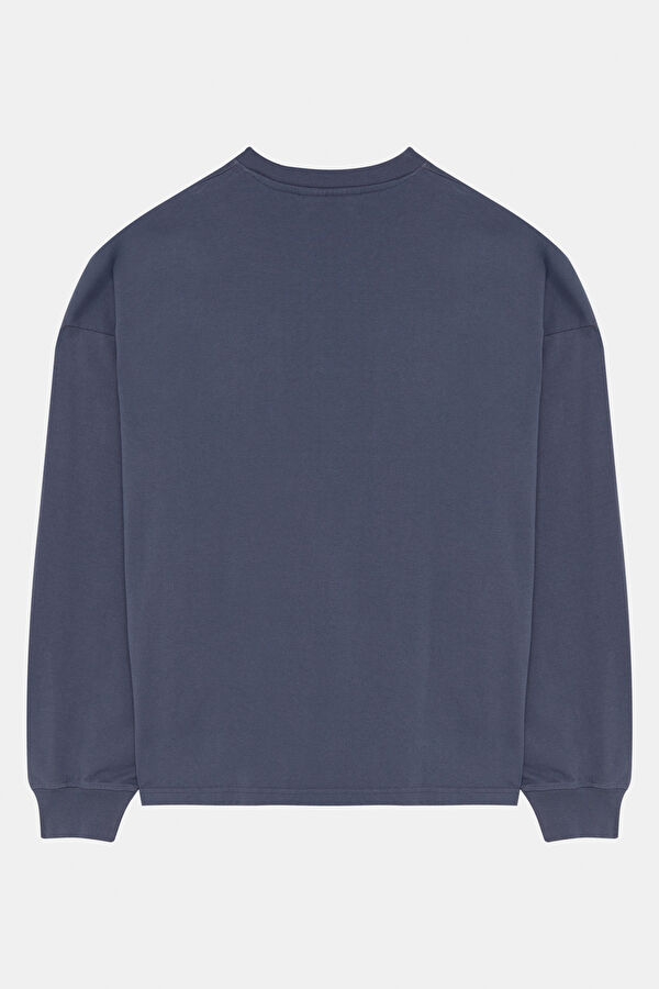 Mavi Relax Kalıp Bisiklet Yaka Erkek Sweatshirt 4