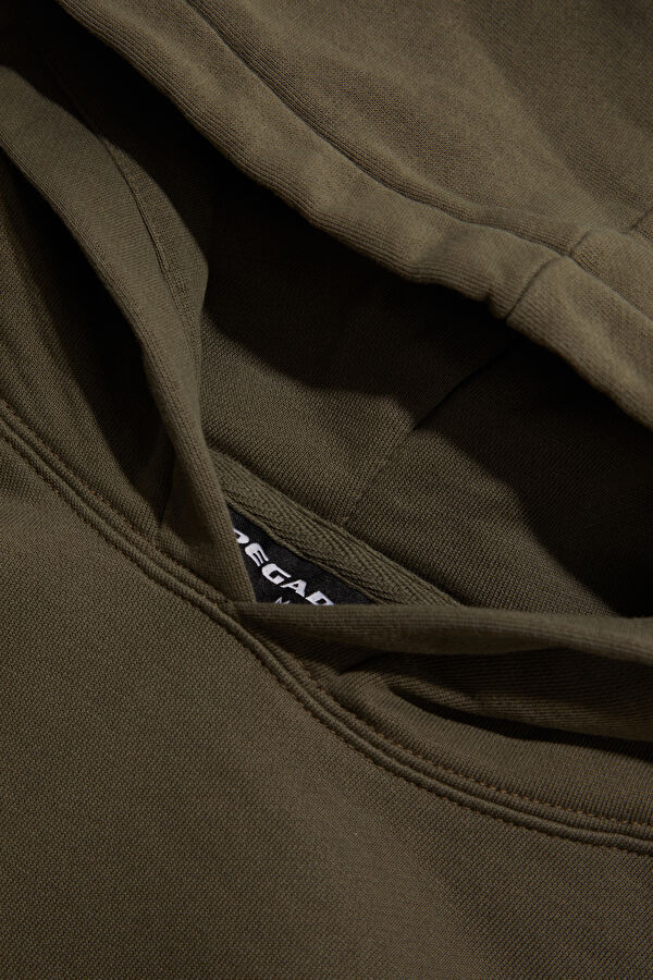 Haki Relax Kalıp Kapuşonlu Erkek Sweatshirt 6