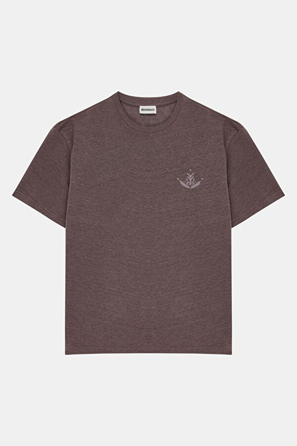 Mink Crew Neck Printed Linen Men's T-Shirt