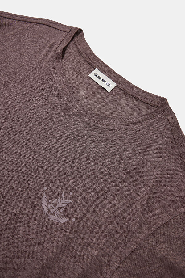 Mink Crew Neck Printed Linen Men's T-Shirt 3