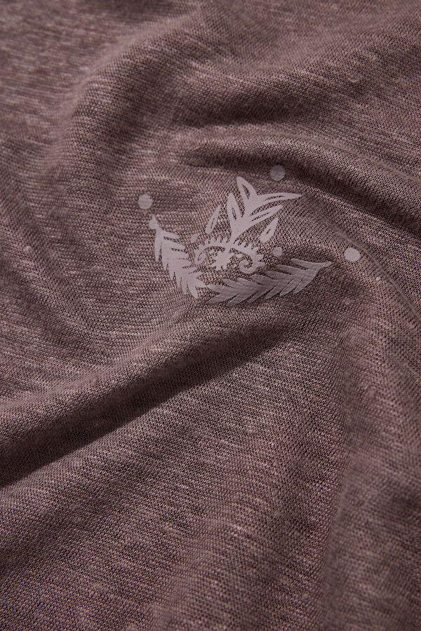 Mink Crew Neck Printed Linen Men's T-Shirt 4