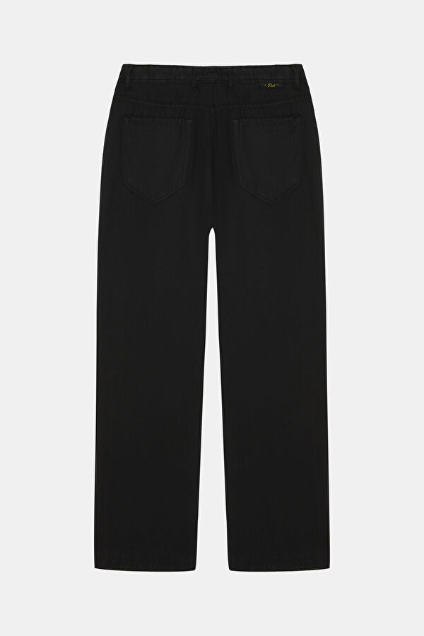 Siyah Boru Paça Kot Jean Keten Erkek Pantolon 2
