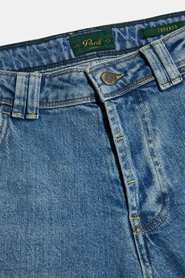 Düz Kesim Mavi Dar Paça Kot Jean Erkek Pantolon 3