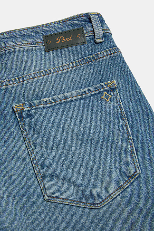 Düz Kesim Mavi Dar Paça Kot Jean Erkek Pantolon 5