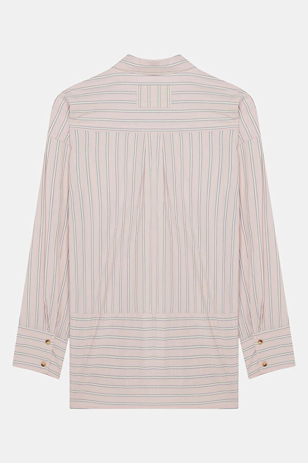 Relaxed Fit Light Pink Striped Women's Shirt 2