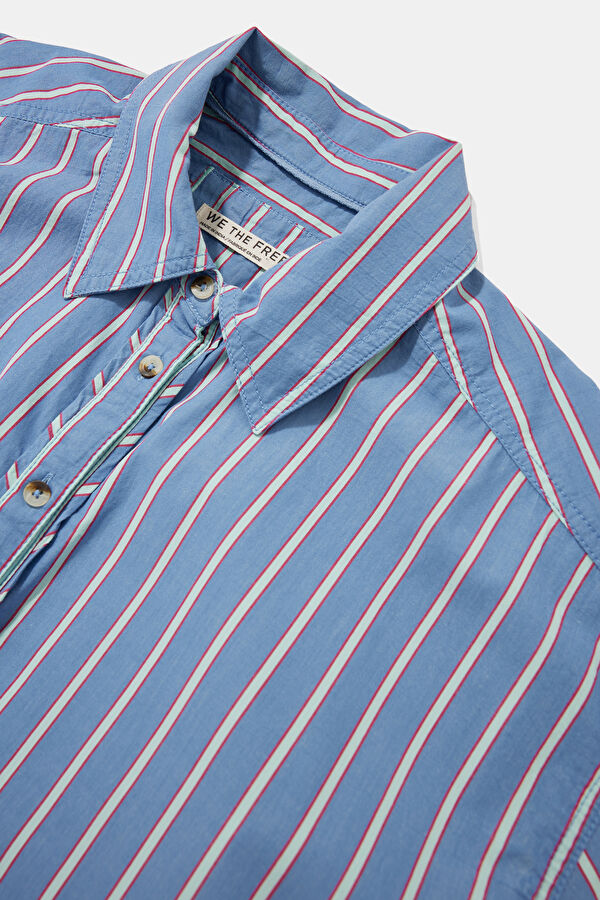 Relax Fit Blue Striped Patterned Shirt 3