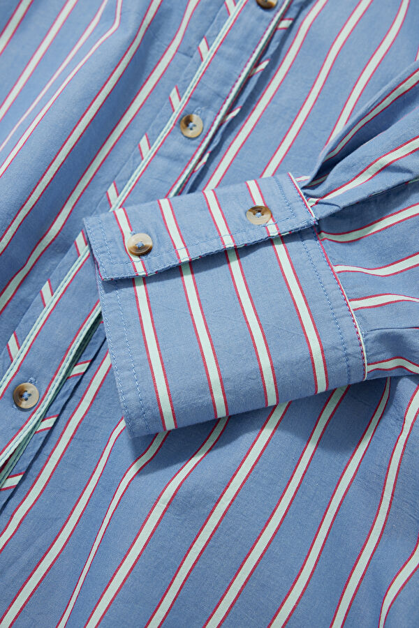 Relax Fit Blue Striped Patterned Shirt 4