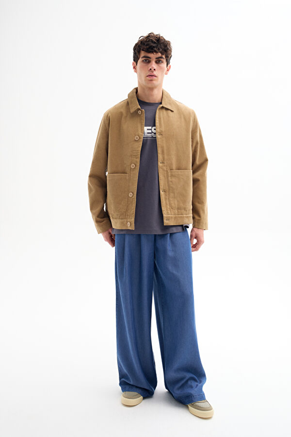 Camel Buttoned Men's Jacket