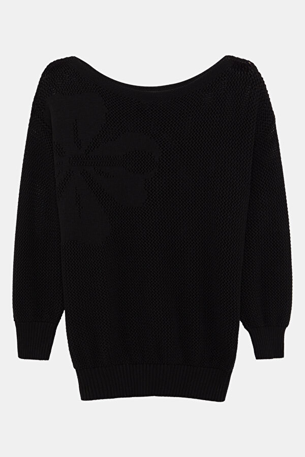 Black Knitted Pattern Women's Sweater