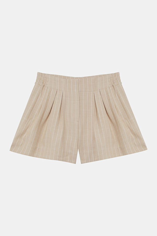 Women's Shorts with Beige Stripe Pattern 3