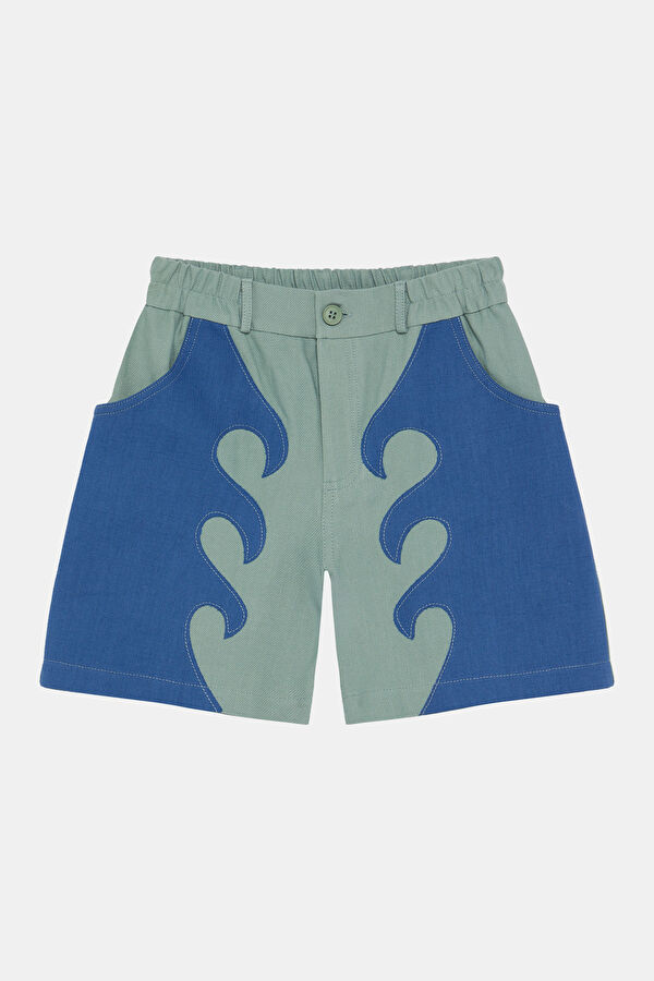 Blue Patterned Kids Shorts