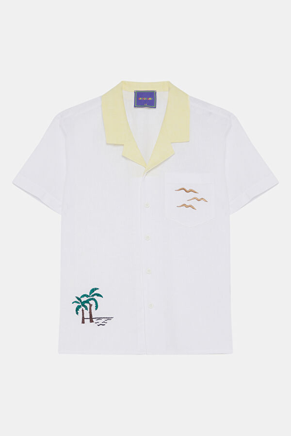 White Polo Collar Embroidered Kids T-Shirt