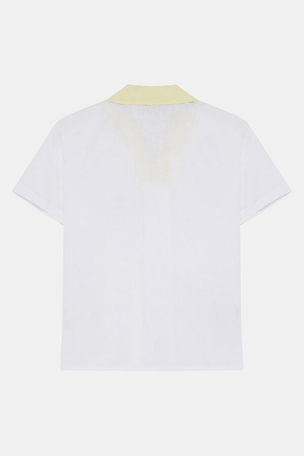 White Polo Collar Embroidered Kids T-Shirt 2